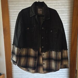 Black and Plaid Denim Jacket